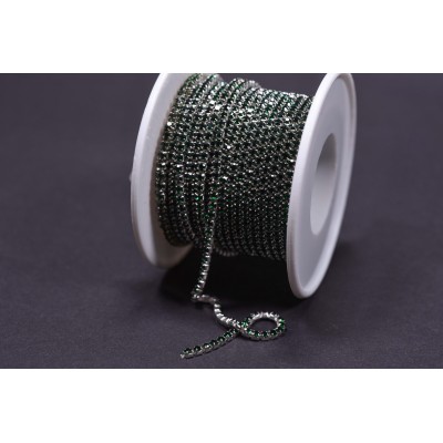Стразовий ланцюжок Emerald/Silver SS6 