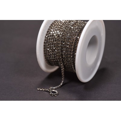 Стразовий ланцюжок Black Diamond/Silver SS6 