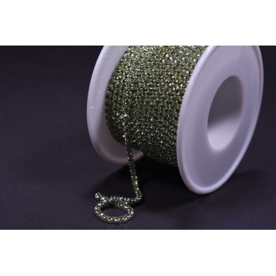 Стразовий ланцюжок Lt. Green/Silver SS6 