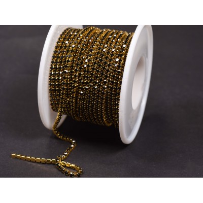 Стразовий ланцюжок Black/Gold SS6 
