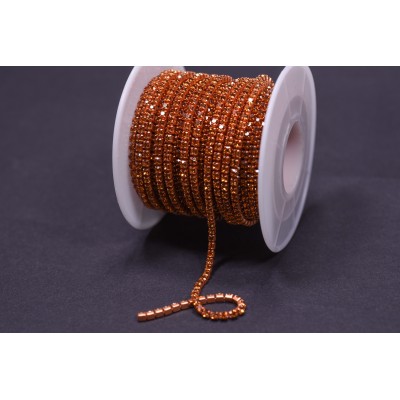 Стразовий ланцюжок Orange/Copper SS6 