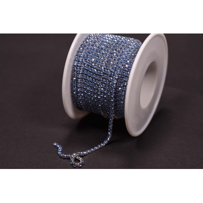 Стразовий ланцюжок Light Saphire/Silver SS6 